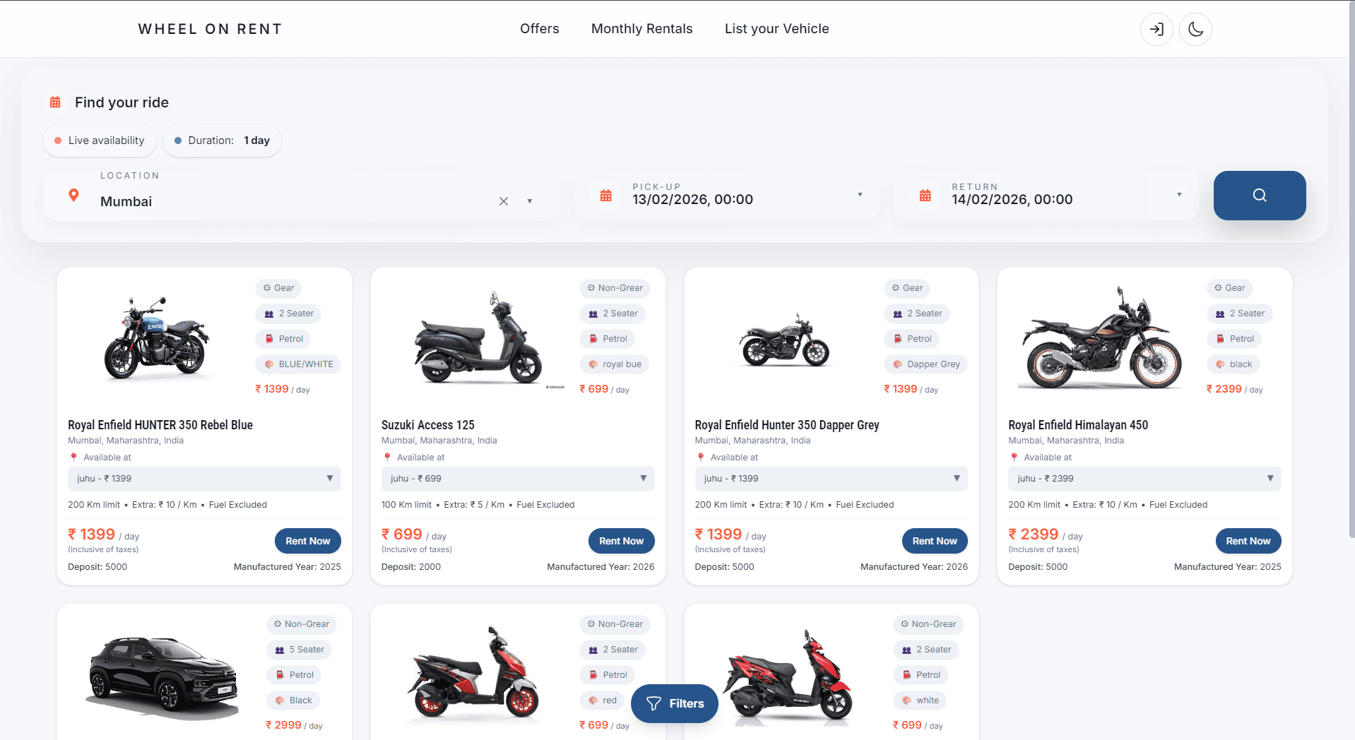 Wheel On Rent screenshot